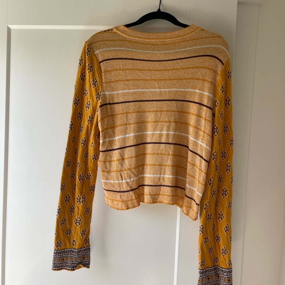 Free People Mustard and Black Patterned Sweater - Picture 5 of 7